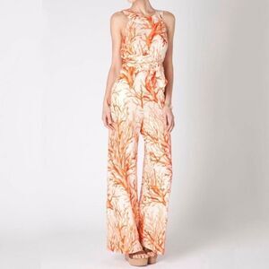 Elevenes Anthropologie Orange‎ Lophelia Coral Silk Blend Jumpsuit 2